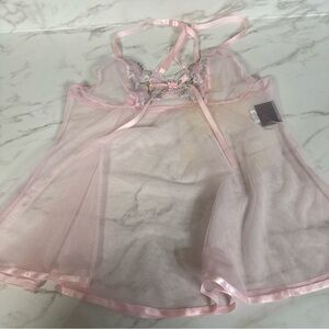 HOT Pink Chiffon Babydoll Nightie Lace Lingerie S/M Barbie Cam Fantasy Sleepwear